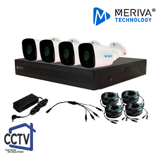 Kit CCTV Meriva 4 Canales 4 Cámaras MKIT926 - Cámaras CCTV